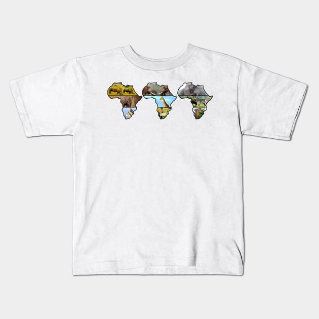 African Wildlife Continent Collage Trio Kids T-Shirt by PathblazerStudios